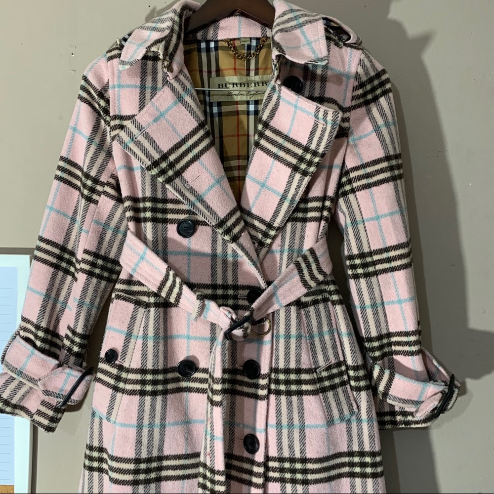 SOLD Burberry Wool Coat Pink Plaid Nova Check - Picture 2 of 14